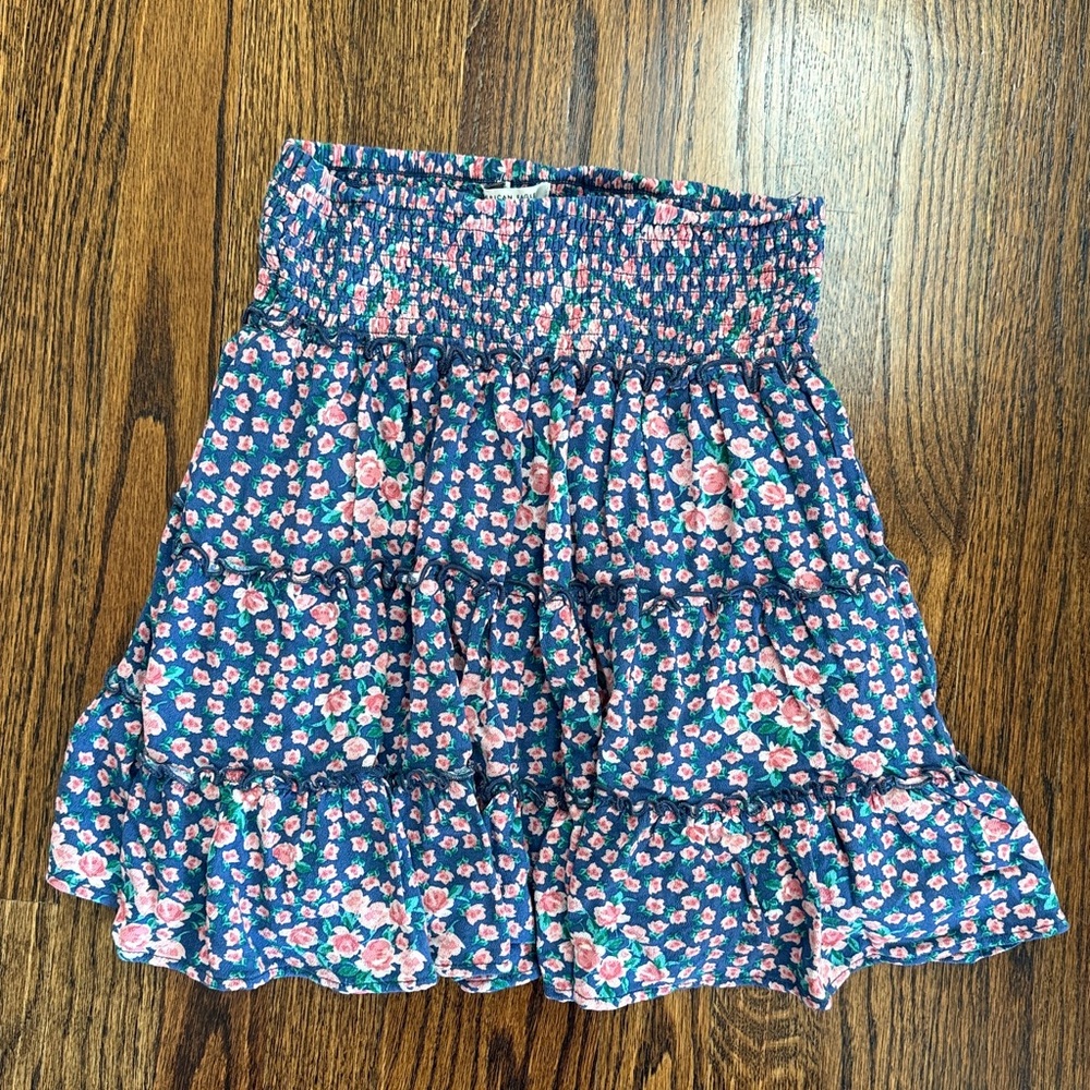 American Eagle Outfitters Blue and Pink Floral Skirt